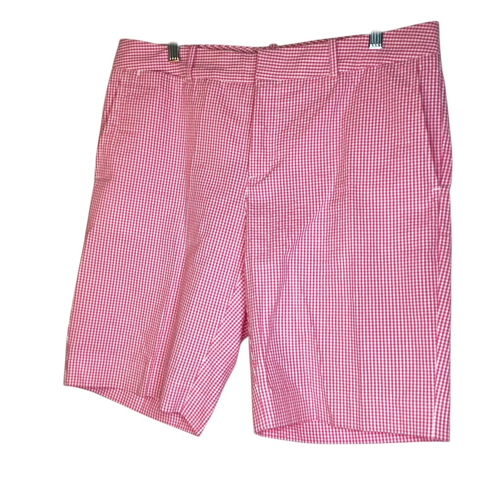 Ralph Lauren Golf Pink Gingham Shorts Women Size 10 100% Cotton Bermuda EUC